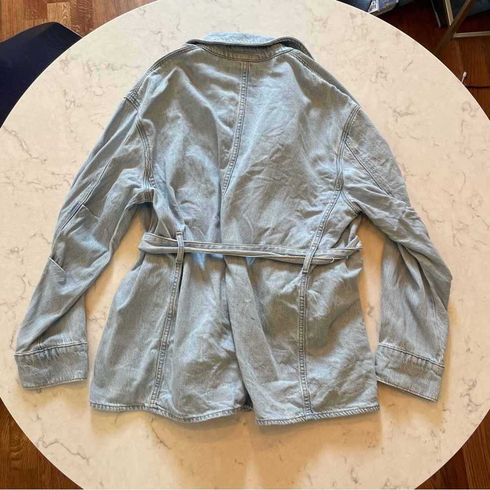 Zara ๐ Denim Oversized Cargo Shirt Jacket with Belt Size M - Picture 6 of 12